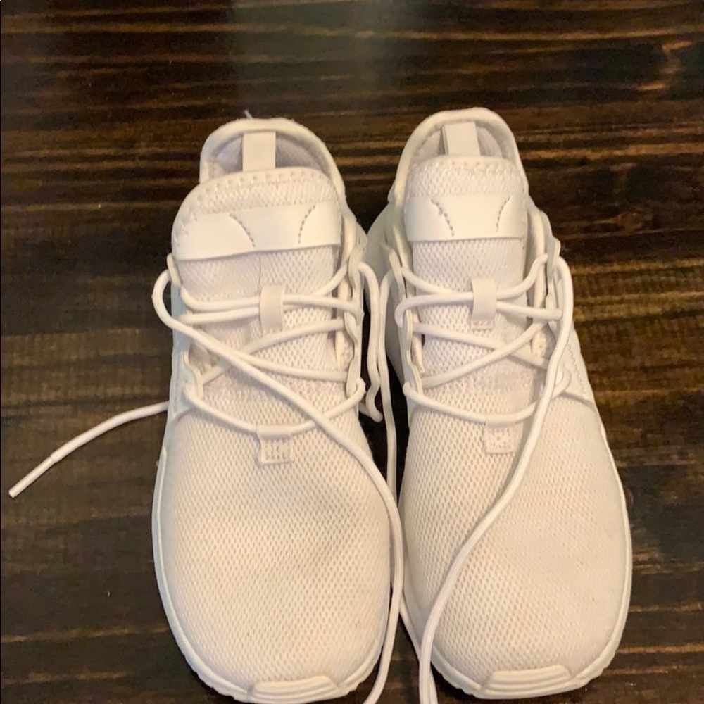 Girls white adidas running shoe